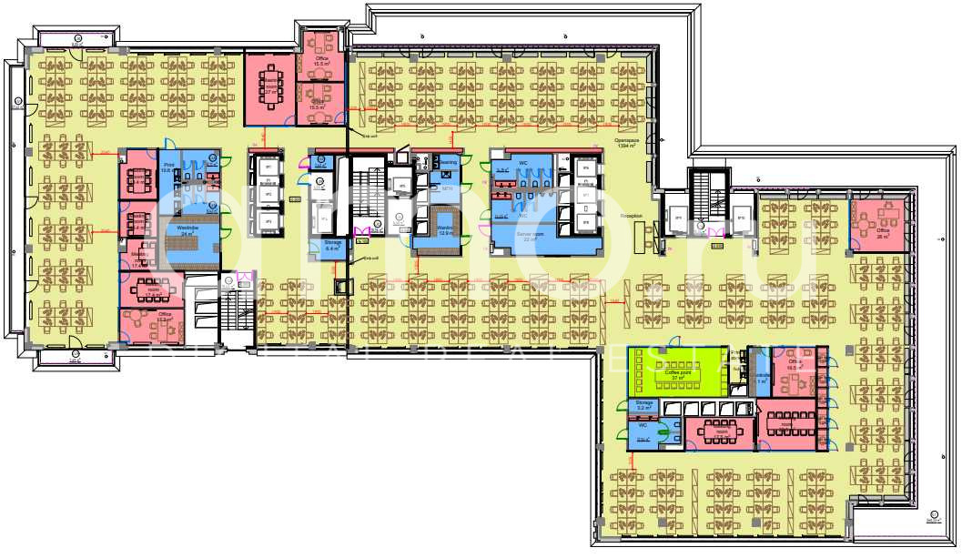 Планировка офиса 2360-14 000 м², 1 этаж, Бизнес-центр «Знаменка», очередь 1